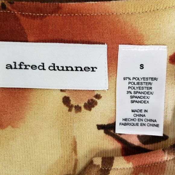 Alfred Dunner Womens Top Small Floral 3/4 Sleeve Embellished Striped Split V Nec - Picture 8 of 10